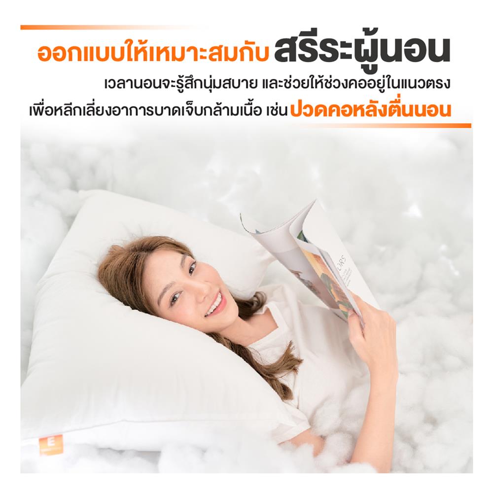 หมอนหนุน ใยสังเคราะห์ ERGOTREND ERGO CLOUD-M FIRM 73x48x15 ซม. สีขาว