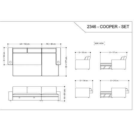 โซฟาเข้ามุมขวา FURDINI COOPER สีเทาเข้ม_10