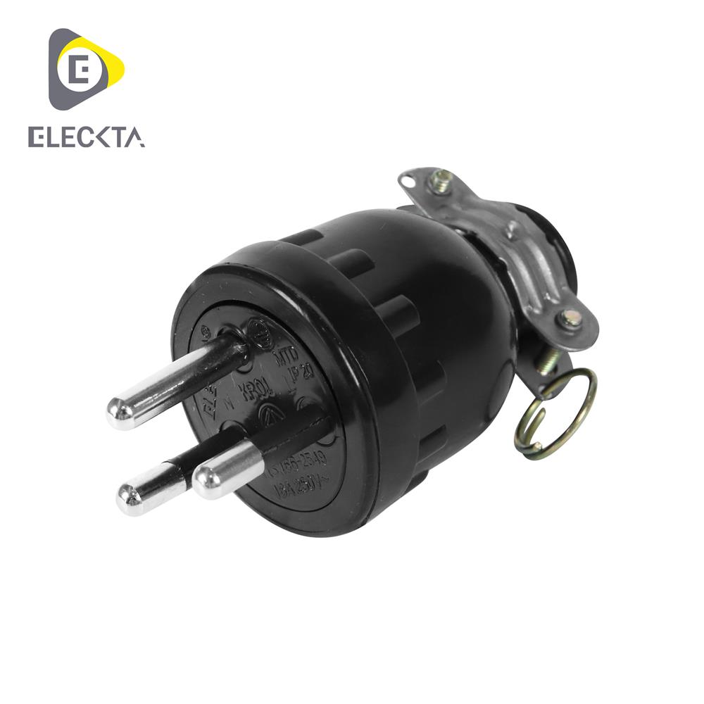 ปลั๊กยางตัวผู้ 3 ขากลม ELECKTA E-002