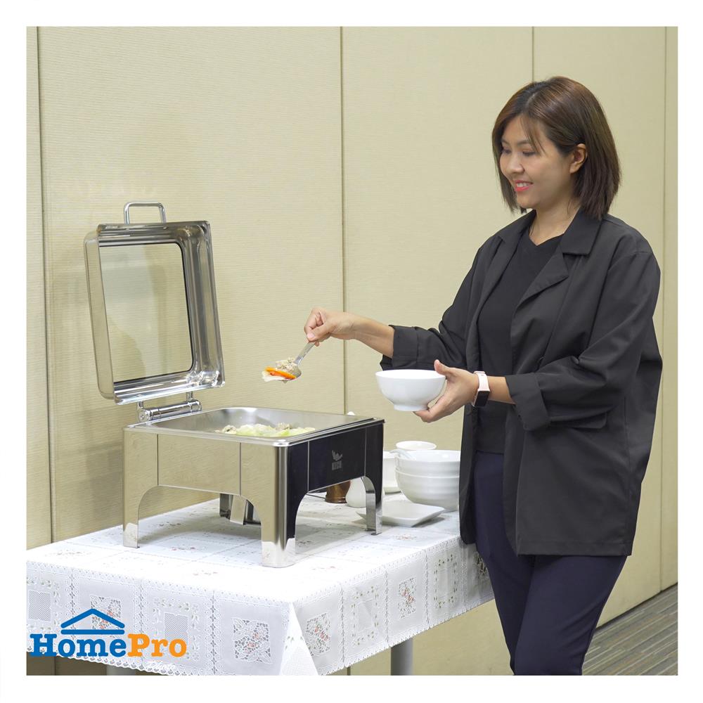 อ่างอุ่นอาหารเหลี่ยม ฝากระจกไฮดรอลิก 6.5 ลิตร KECH