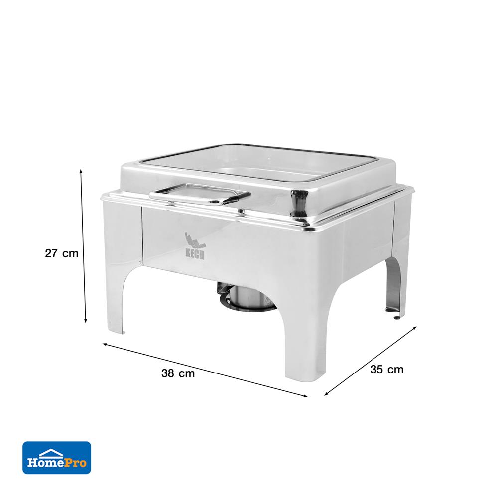 อ่างอุ่นอาหารเหลี่ยม ฝากระจกไฮดรอลิก 6.5 ลิตร KECH