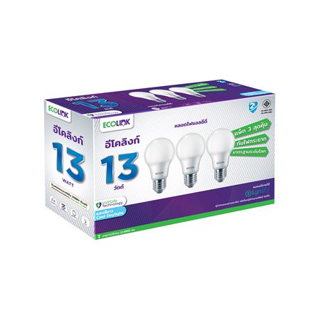 หลอด LED ECOLINK A65 13 วัตต์ DAYLIGHT E27 แพ็ก 3 ชิ้น_2