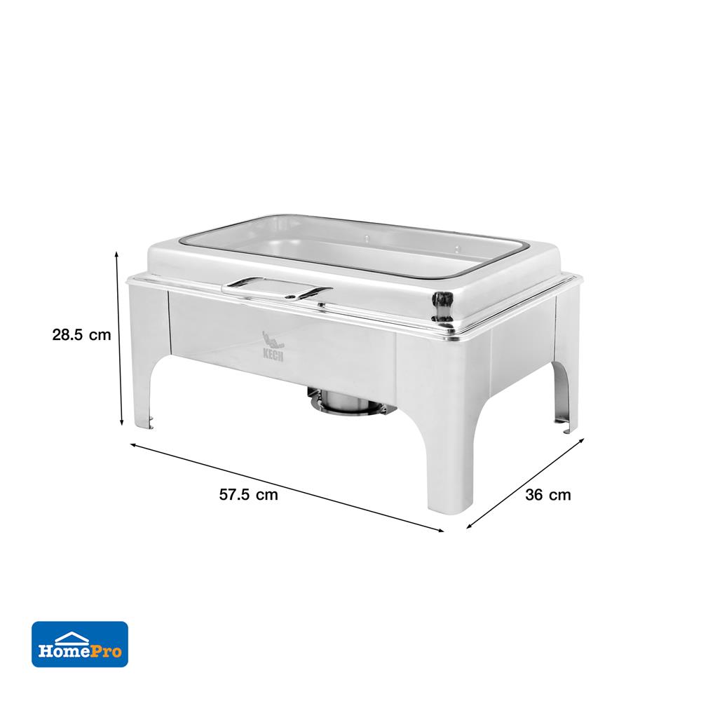 อ่างอุ่นอาหารเหลี่ยม ฝากระจกไฮดรอลิก 9 ลิตร KECH