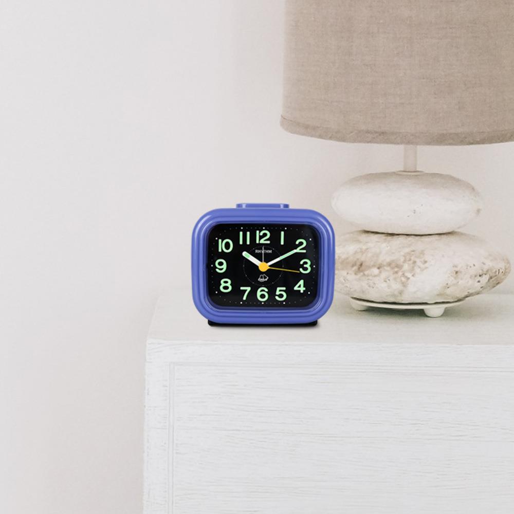 นาฬิกาปลุกพลาสติก RHYTHM 4RA888-R04 4.5 นิ้ว สีฟ้า