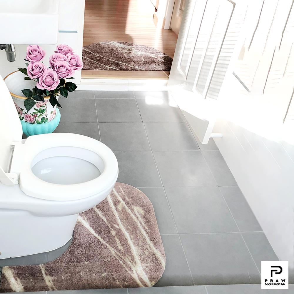 พรมห้องน้ำ PRAW DE MARBLE PINK 62X70 ซม. สีชมพู