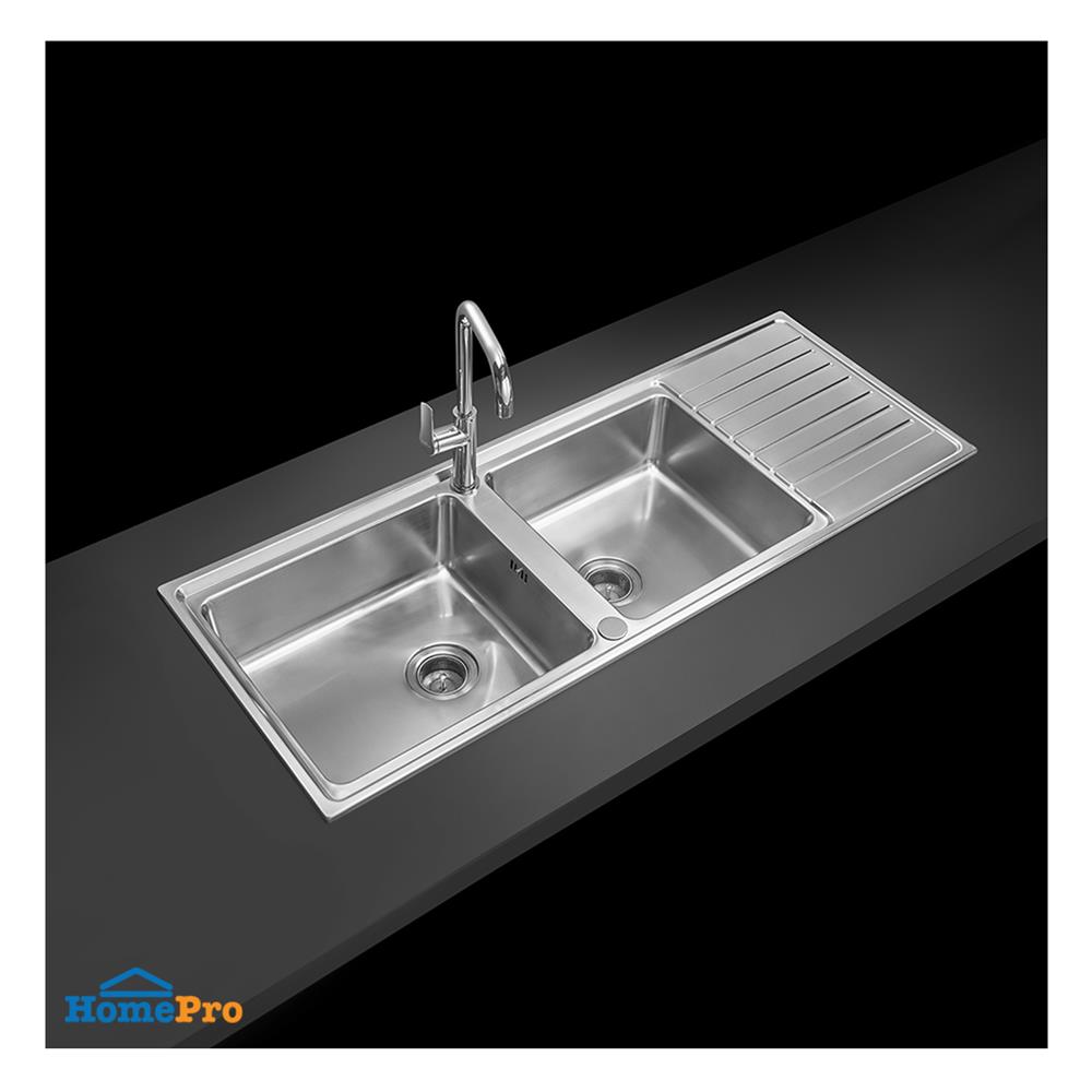 ซิงค์ฝัง 2 หลุม 1 ที่พัก MEX ELB230BM สีเงิน