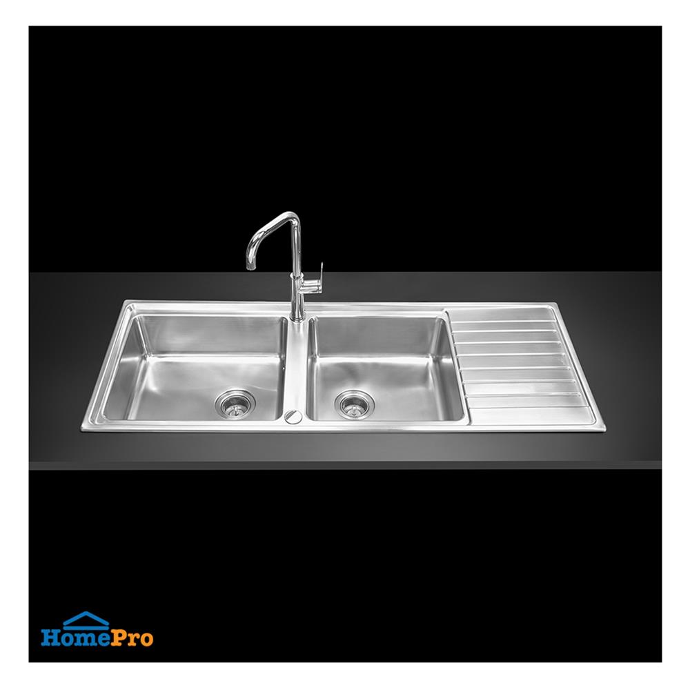 ซิงค์ฝัง 2 หลุม 1 ที่พัก MEX ELB230BM สีเงิน