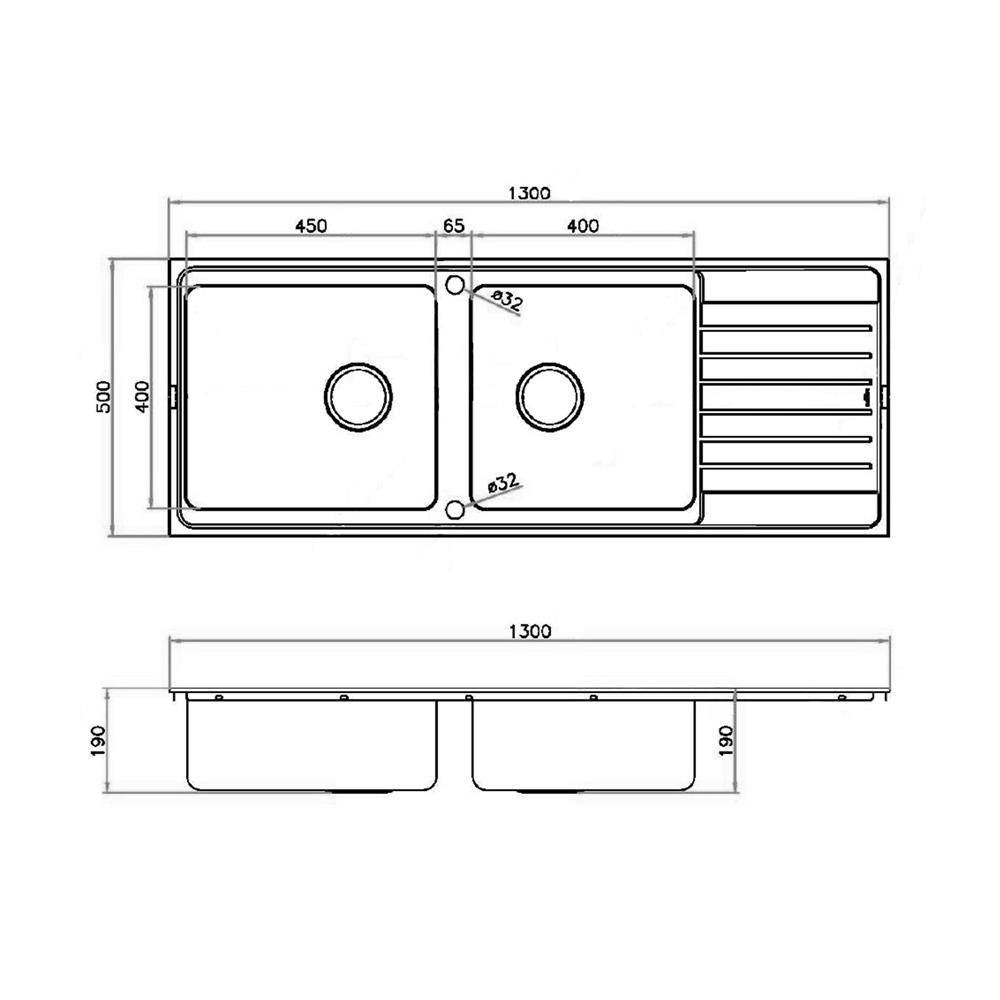 ซิงค์ฝัง 2 หลุม 1 ที่พัก MEX ELB230BM สีเงิน
