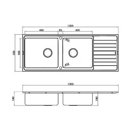 ซิงค์ฝัง 2 หลุม 1 ที่พัก MEX ELB230BM สีเงิน_4