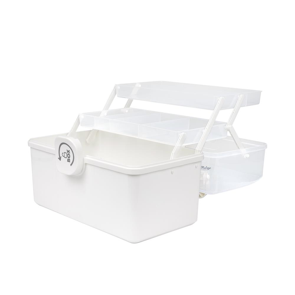 กล่องเก็บของฝาล็อก STACKO M 33.5x18x22.5 ซม. สีขาว