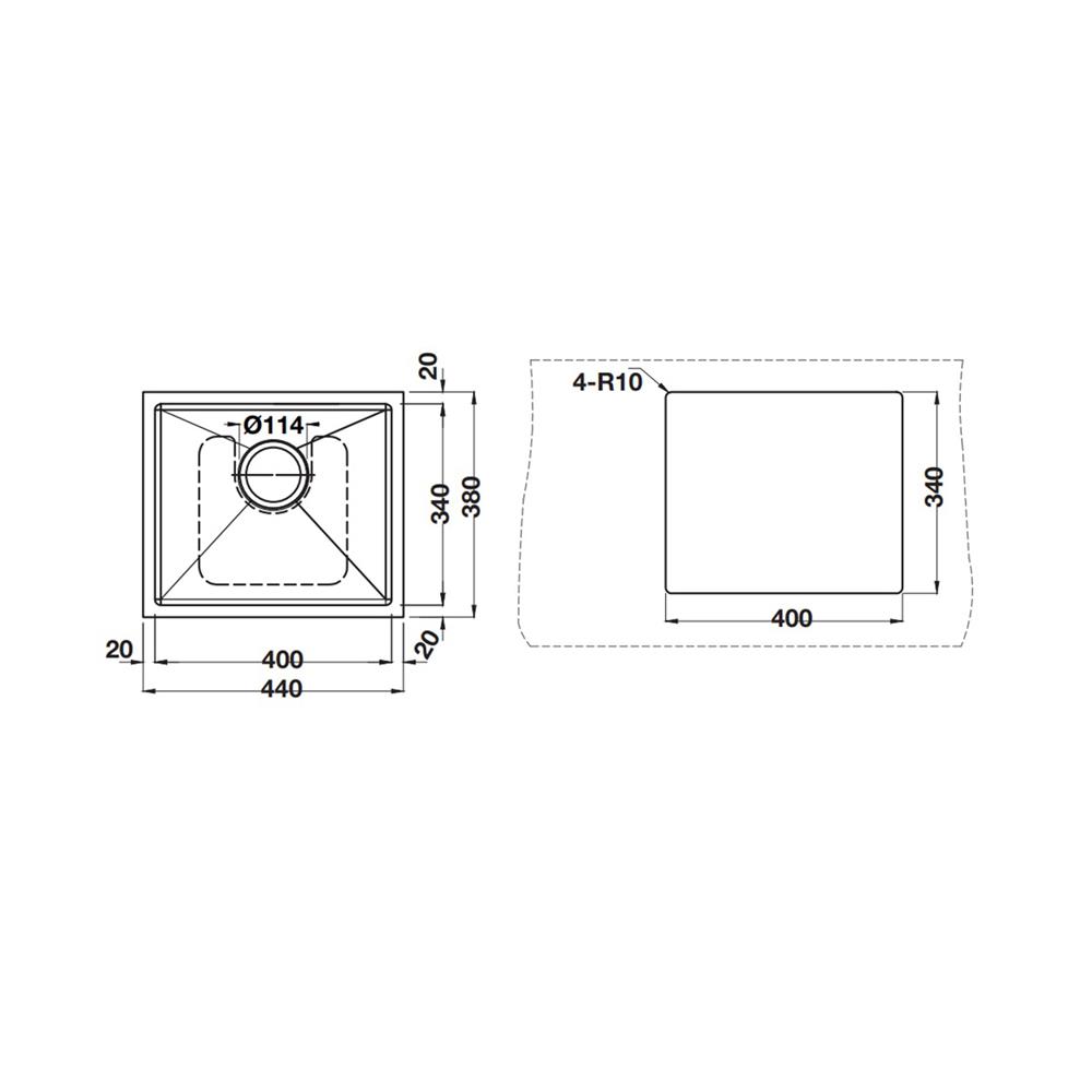 ซิงค์ฝัง 1 หลุม HAFELE MARIA 495.39.614 SQ สีเงิน