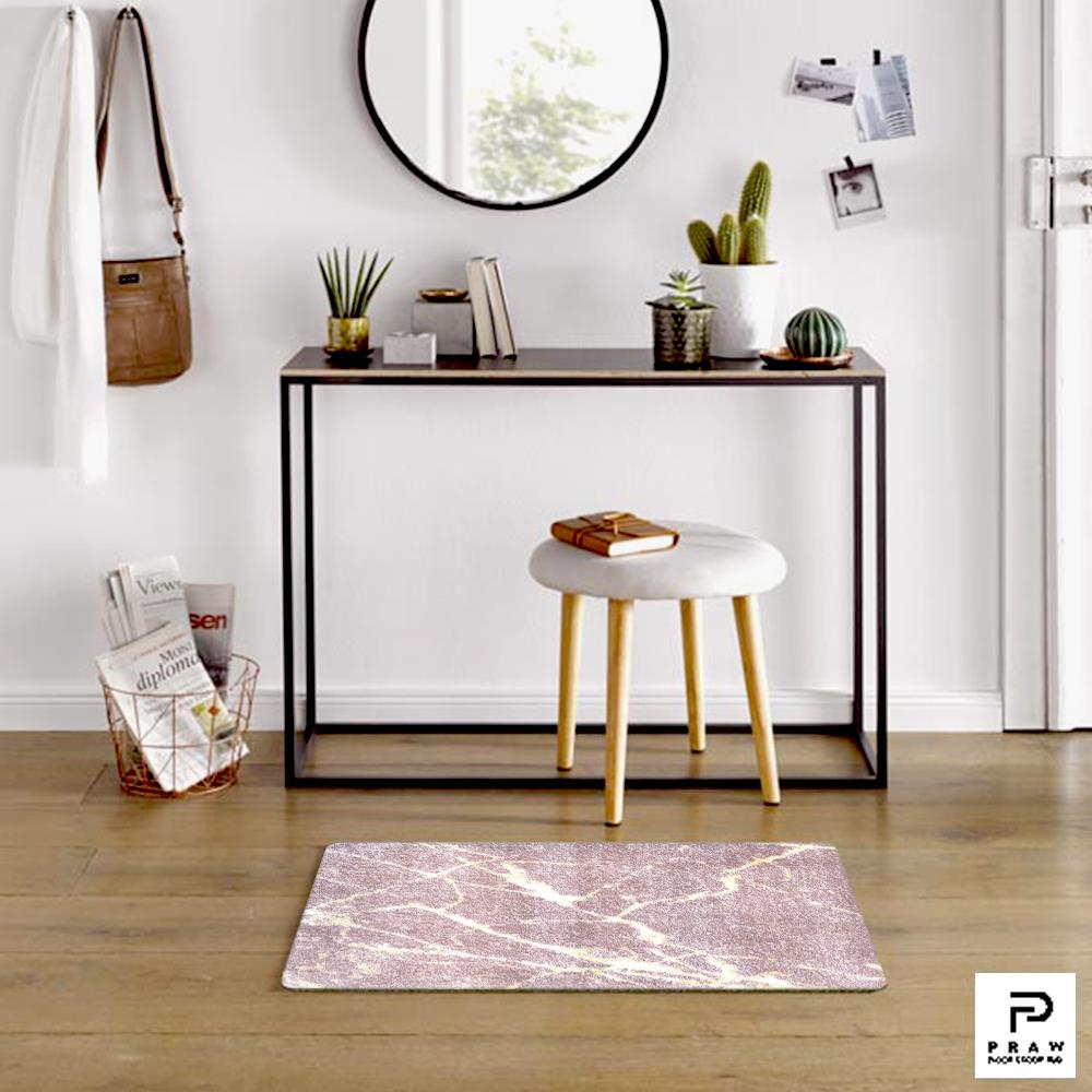พรมเช็ดเท้าดักฝุ่น PRAW DE MARBLE PINK 50X75 ซม. สีชมพู