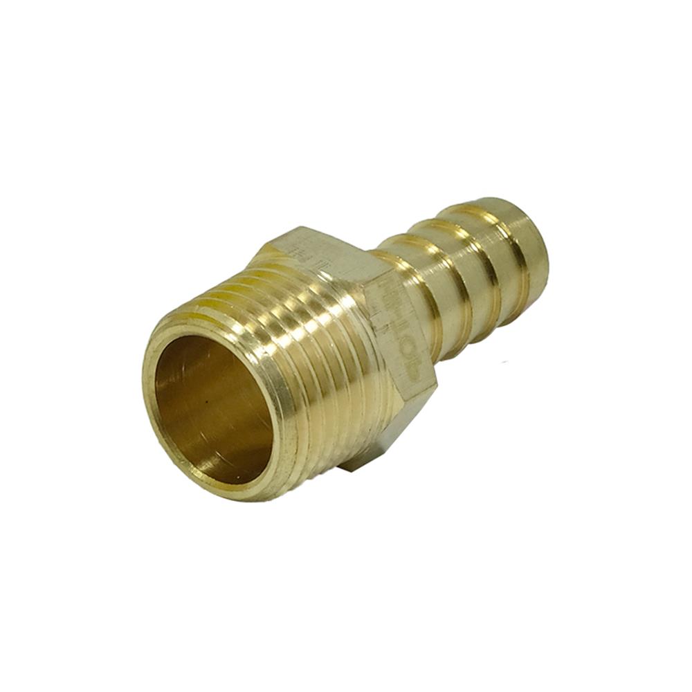 ข้อต่อทองเหลือง หางปลา-เกลียวนอก HI-TOP HM 4-4 (1/2-1/2 นิ้ว) สีทอง