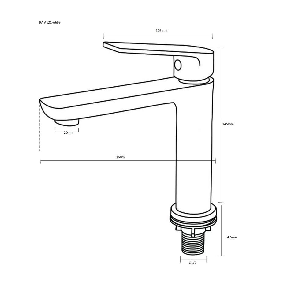ก๊อกอ่างล้างหน้าเดี่ยว RASLAND RA A121-A699 สีดำ