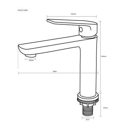 ก๊อกอ่างล้างหน้าเดี่ยว RASLAND RA A121-A699 สีดำ_1