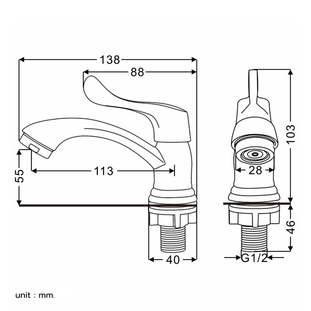 ก๊อกอ่างล้างหน้าเดี่ยว BEN BN A121-A9966 สีเงิน