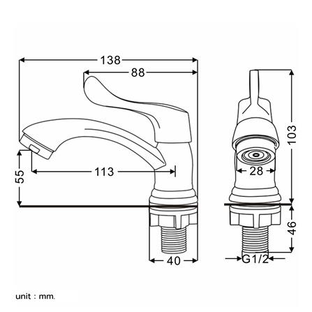 ก๊อกอ่างล้างหน้าเดี่ยว BEN BN A121-A9966 สีเงิน_1
