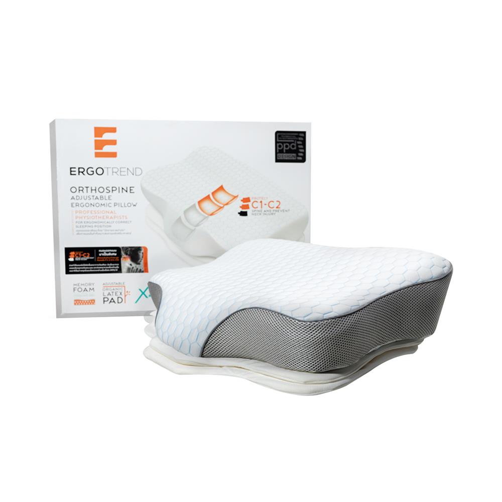 หมอนสุขภาพ เมมโมรี่โฟม ERGOTREND ORTHOSPINE ADJUSTABLE 60x45x13 ซม. สีขาว/เทา