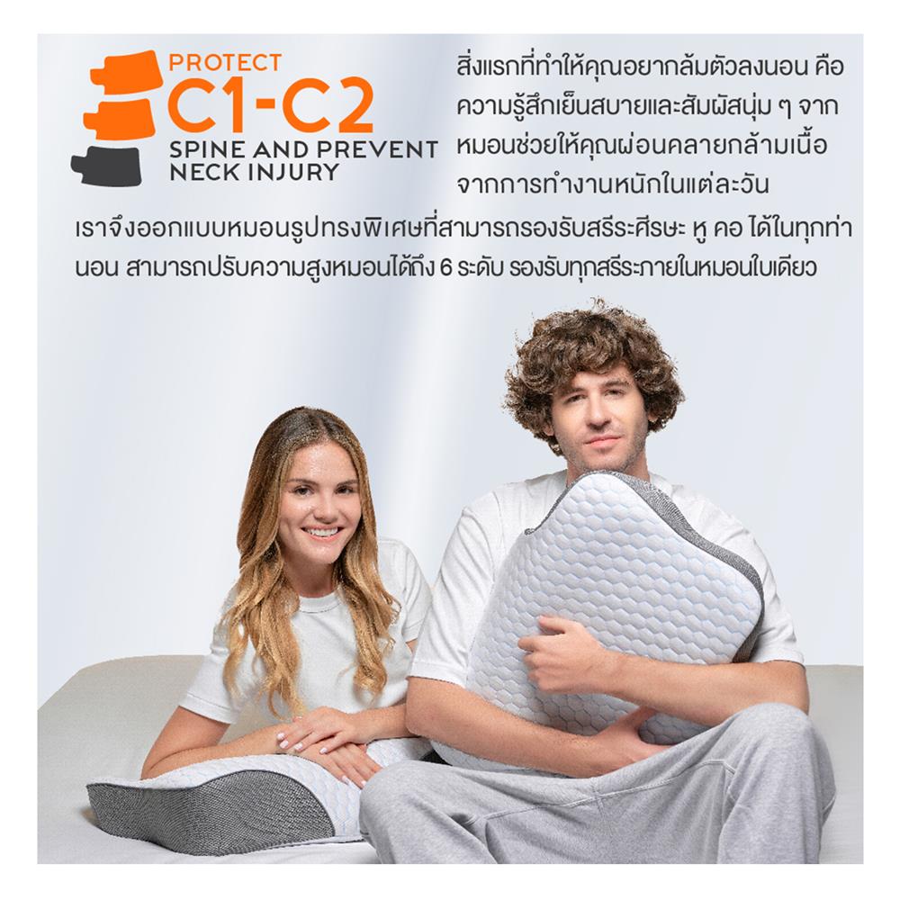 หมอนสุขภาพ เมมโมรี่โฟม ERGOTREND ORTHOSPINE ADJUSTABLE 60x45x13 ซม. สีขาว/เทา