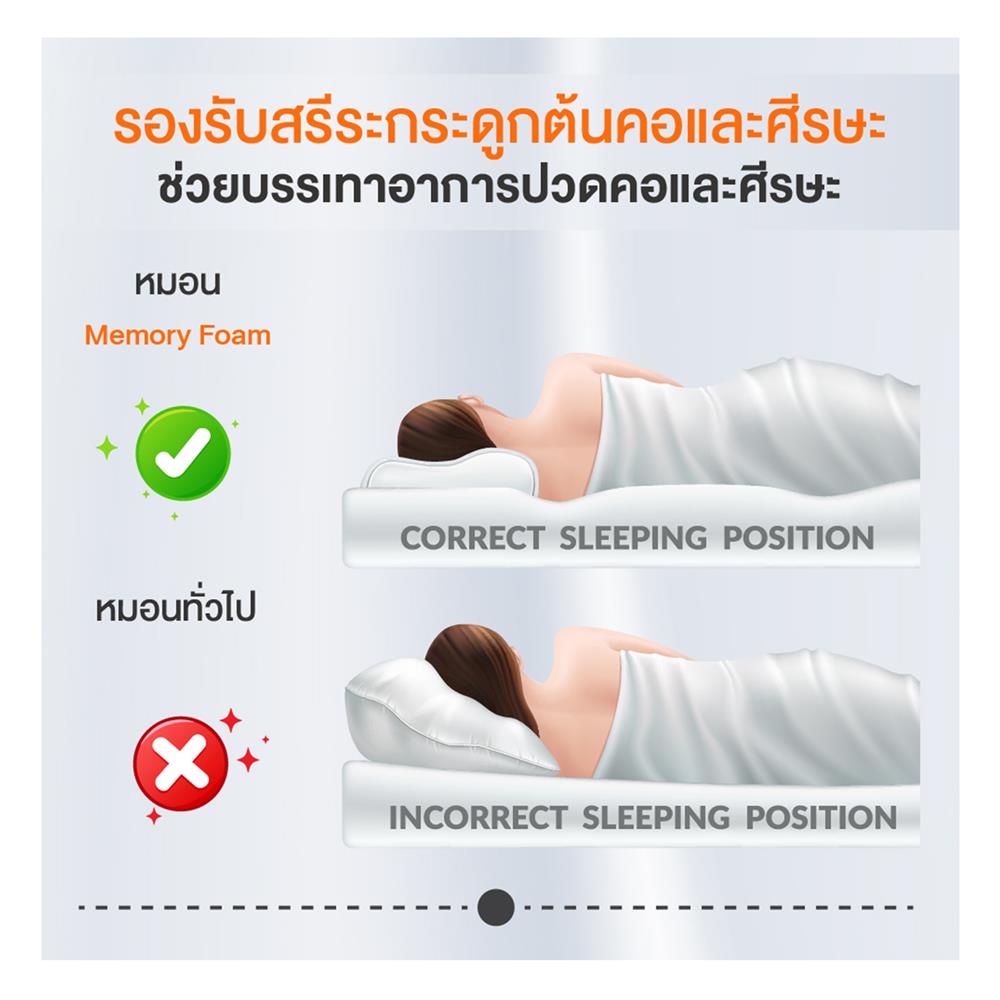 หมอนสุขภาพ เมมโมรี่โฟม ERGOTREND ORTHOSPINE ADJUSTABLE 60x45x13 ซม. สีขาว/เทา