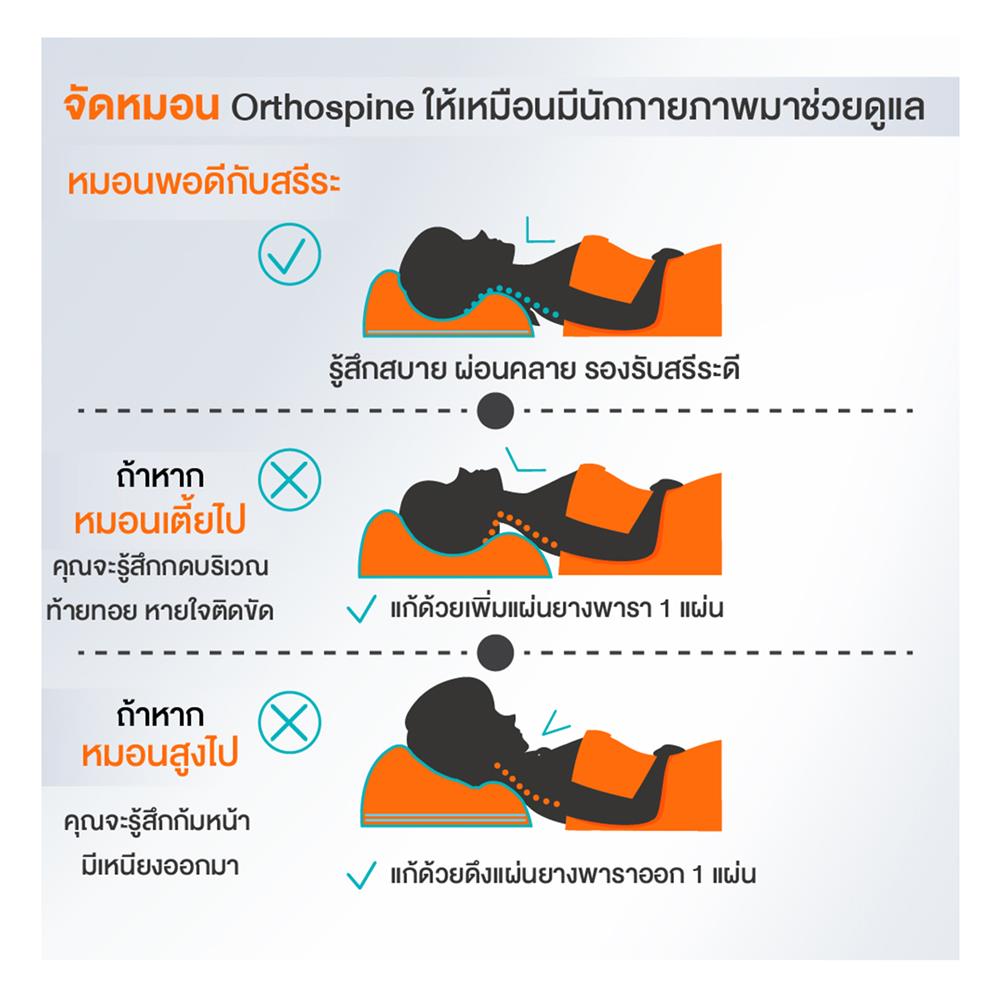 หมอนสุขภาพ เมมโมรี่โฟม ERGOTREND ORTHOSPINE ADJUSTABLE 60x45x13 ซม. สีขาว/เทา