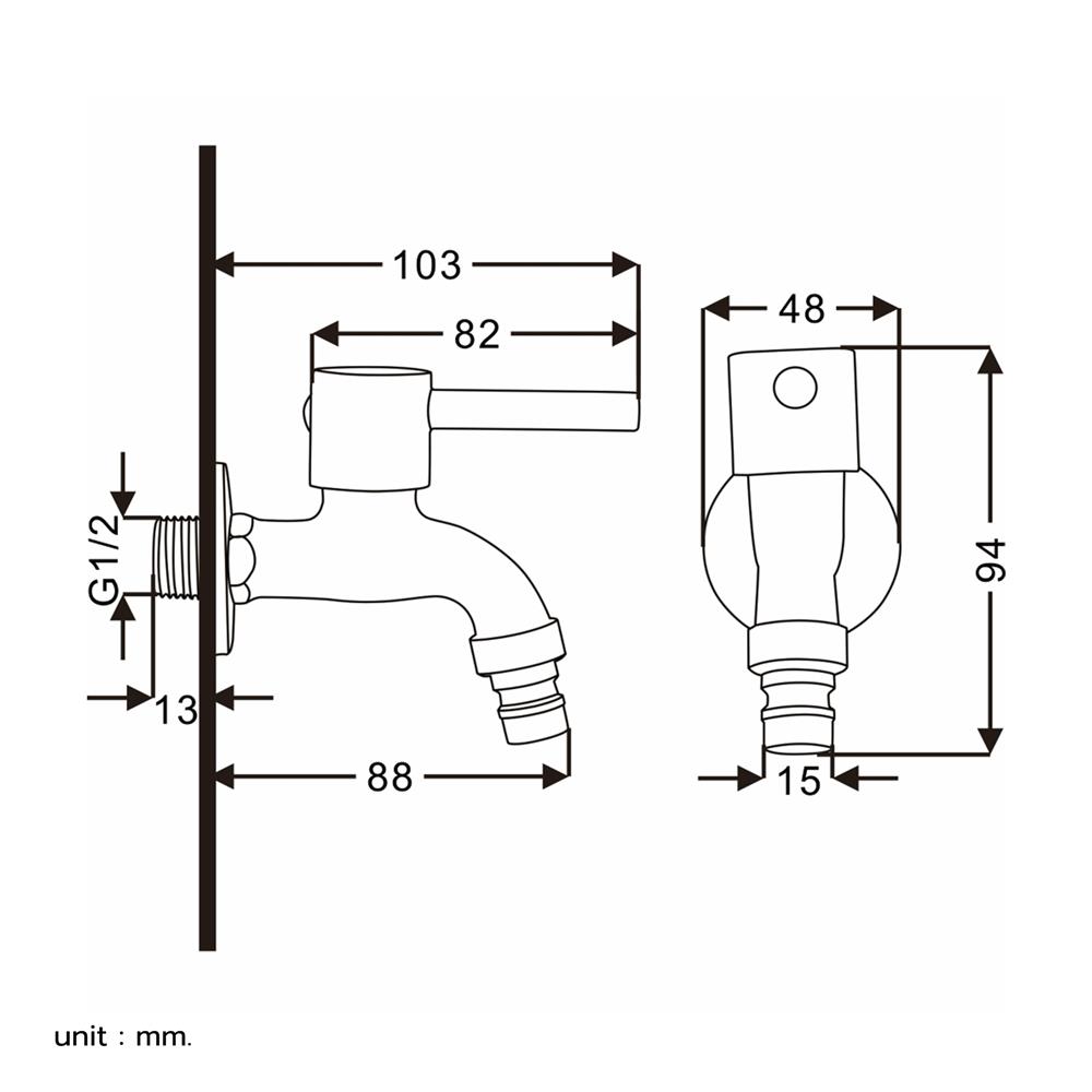 ก๊อกล้างพื้น 1 ทาง RASLAND RA PROJECT-B สีโครม