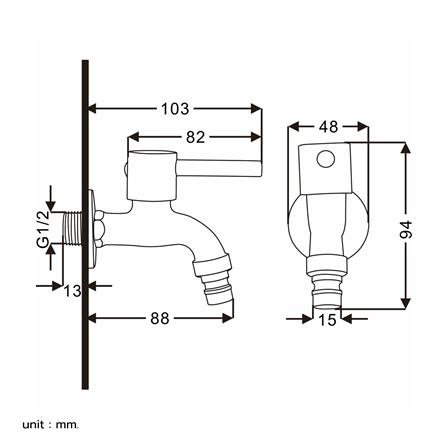 ก๊อกล้างพื้น 1 ทาง RASLAND RA PROJECT-B สีโครม_1