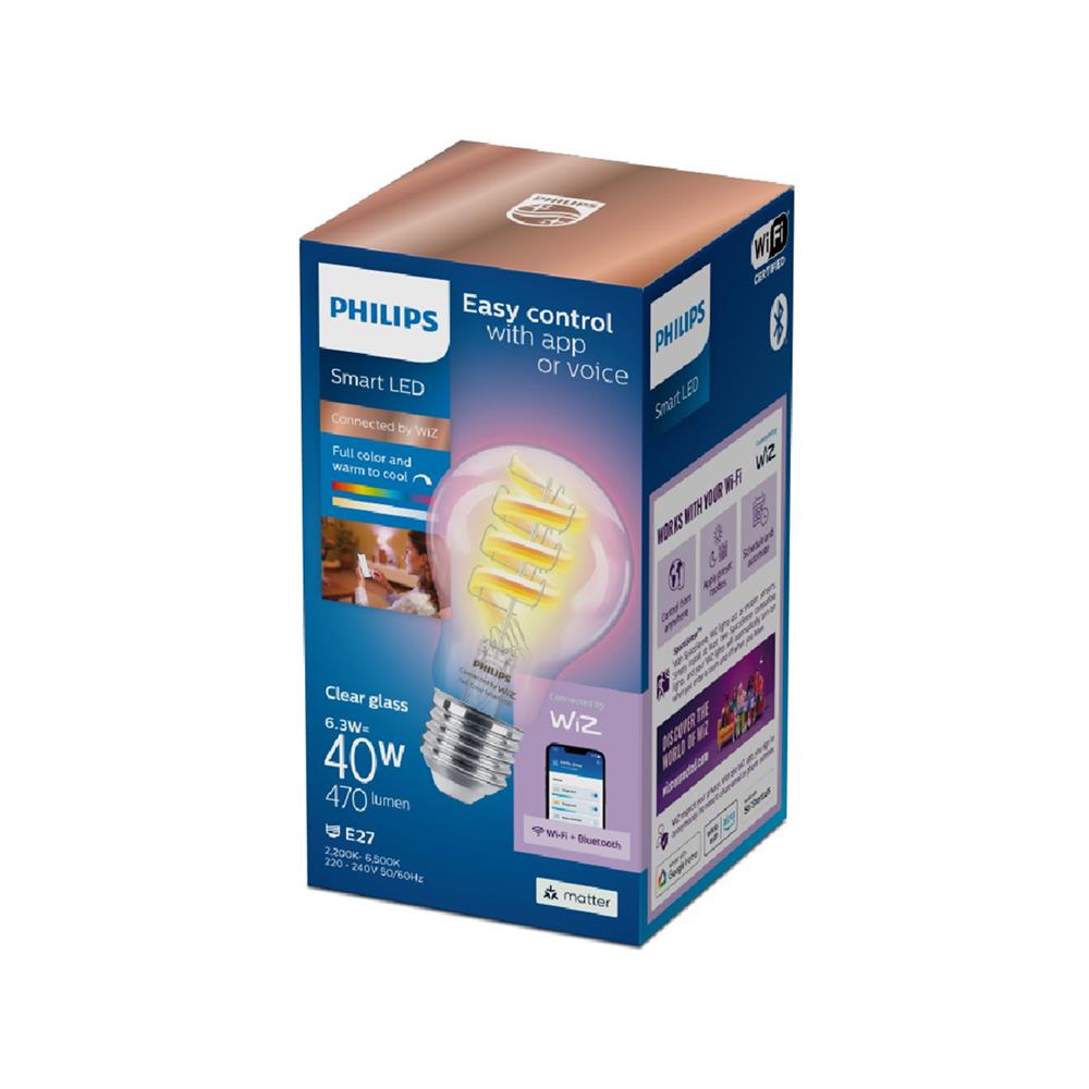 หลอด LED PHILIPS A60 รุ่น WIZ 6.3 วัตต์ RGB E27