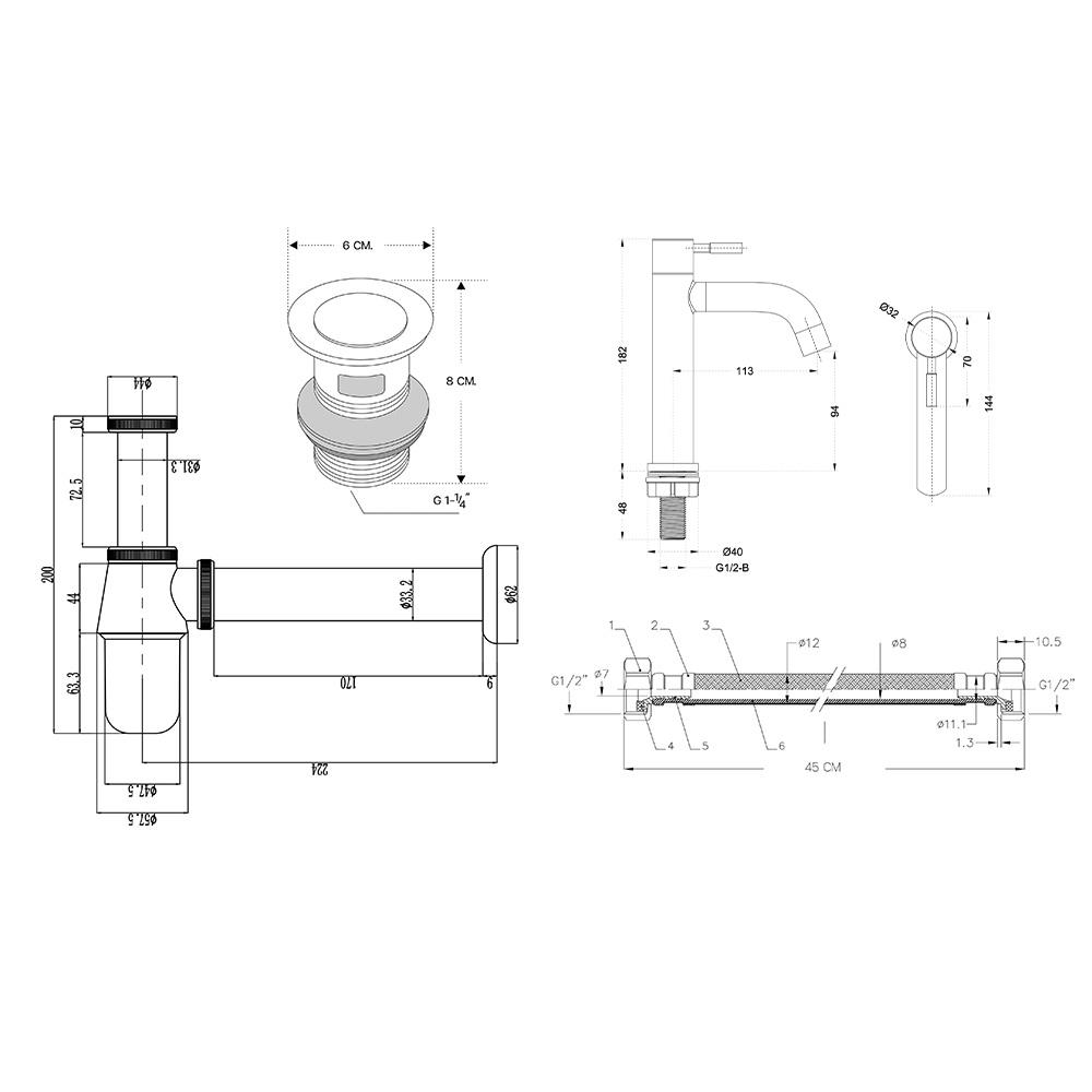 ชุดก๊อกอ่างล้างหน้า DONMARK GL-5601 สีดำ
