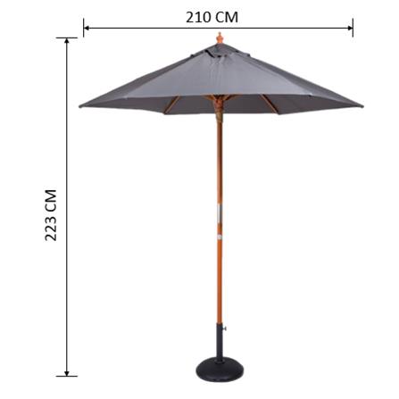 ร่มสนามกลม IVY WOOD 2.1 ม. สีเทา_3