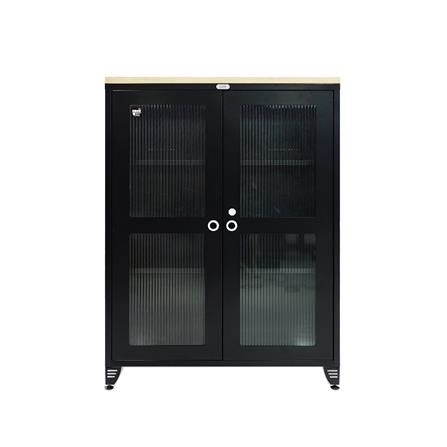 ตู้เหล็กบานเปิดกระจก SURE BGT-120 สีดำ_0