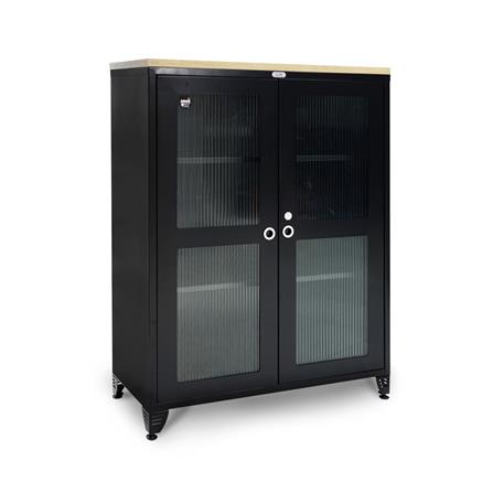 ตู้เหล็กบานเปิดกระจก SURE BGT-120 สีดำ_1