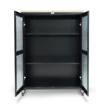 ตู้เหล็กบานเปิดกระจก SURE BGT-120 สีดำ_2