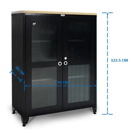 ตู้เหล็กบานเปิดกระจก SURE BGT-120 สีดำ_3