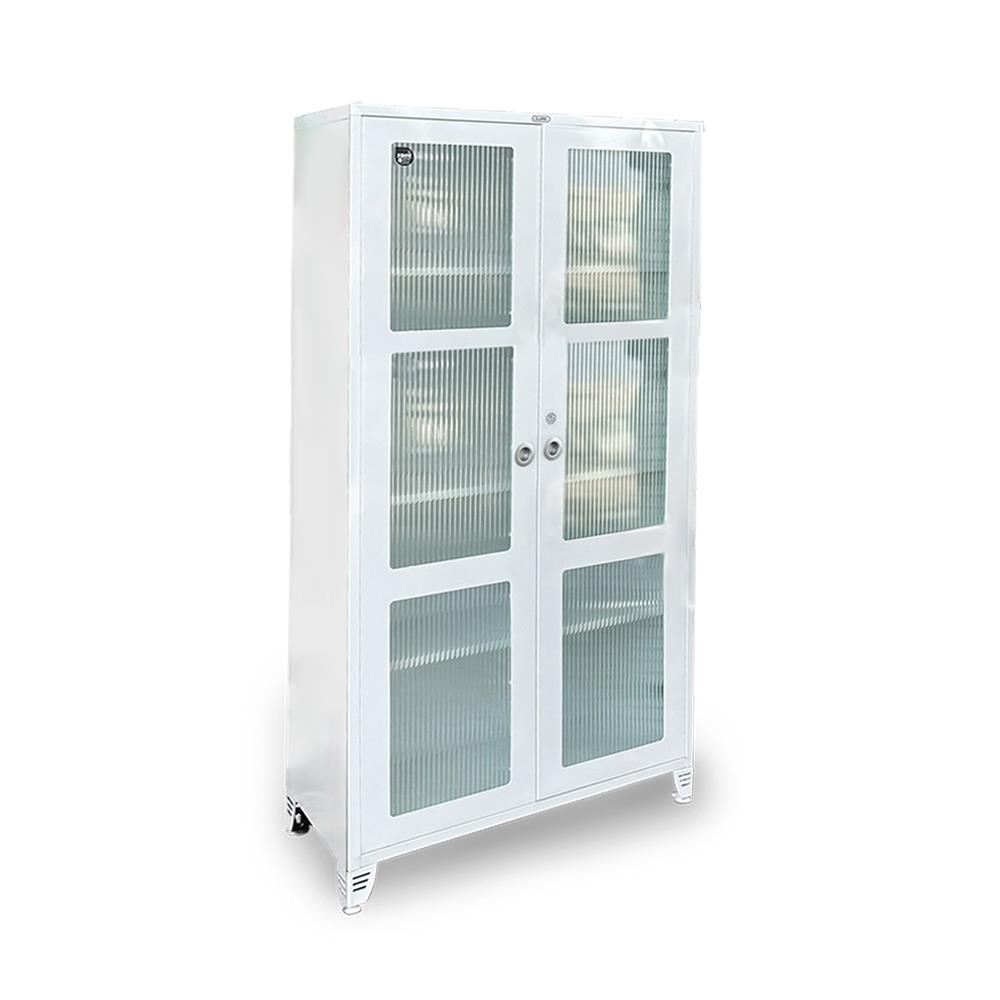 ตู้เหล็กบานเปิดกระจก SURE BG-170 สีขาว