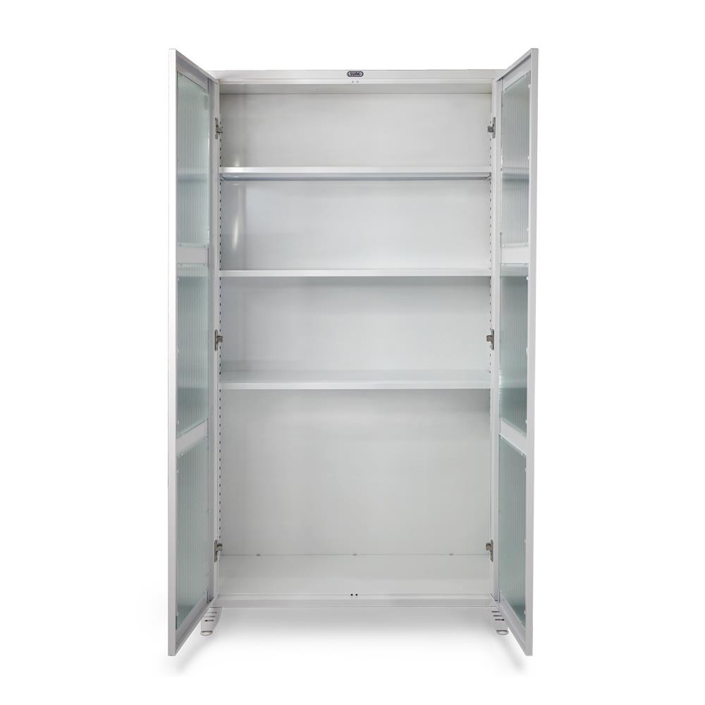 ตู้เหล็กบานเปิดกระจก SURE BG-170 สีขาว
