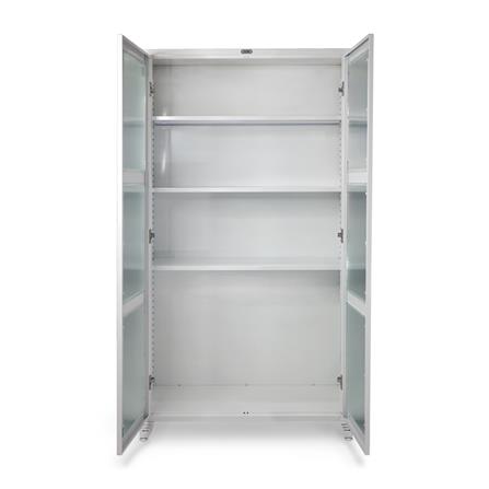 ตู้เหล็กบานเปิดกระจก SURE BG-170 สีขาว_2