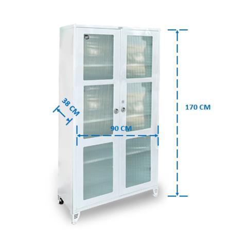 ตู้เหล็กบานเปิดกระจก SURE BG-170 สีขาว_3