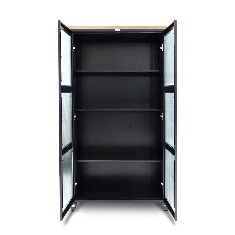ตู้เหล็กบานเปิดกระจก SURE BGT-170 สีดำ
