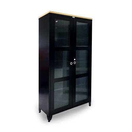 ตู้เหล็กบานเปิดกระจก SURE BGT-170 สีดำ_1