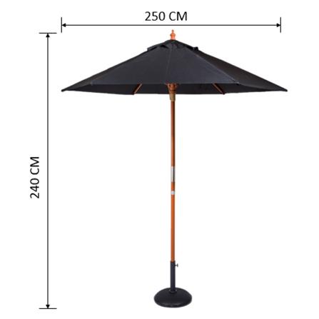ร่มสนามกลม IVY  WOOD 2.5 ม. สีดำ_3