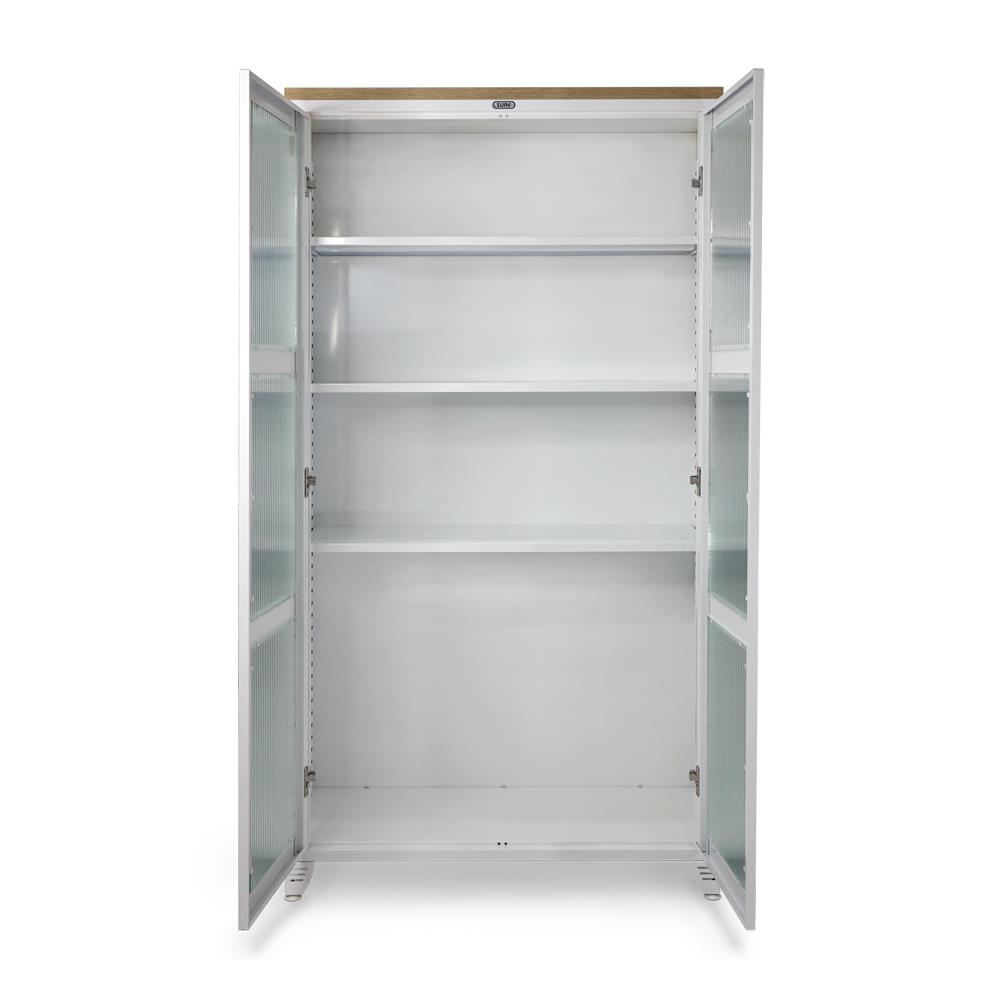 ตู้เหล็กบานเปิดกระจก SURE BGT-170 สีขาว