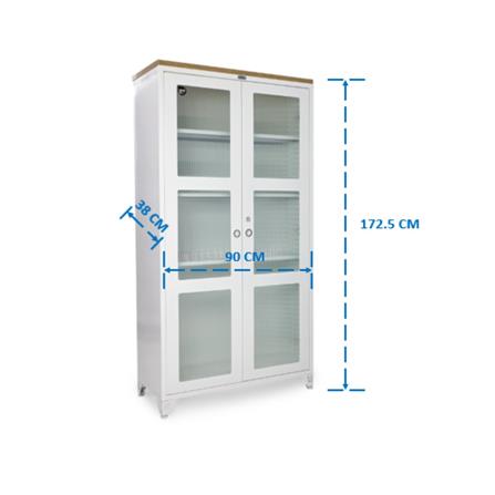 ตู้เหล็กบานเปิดกระจก SURE BGT-170 สีขาว_3
