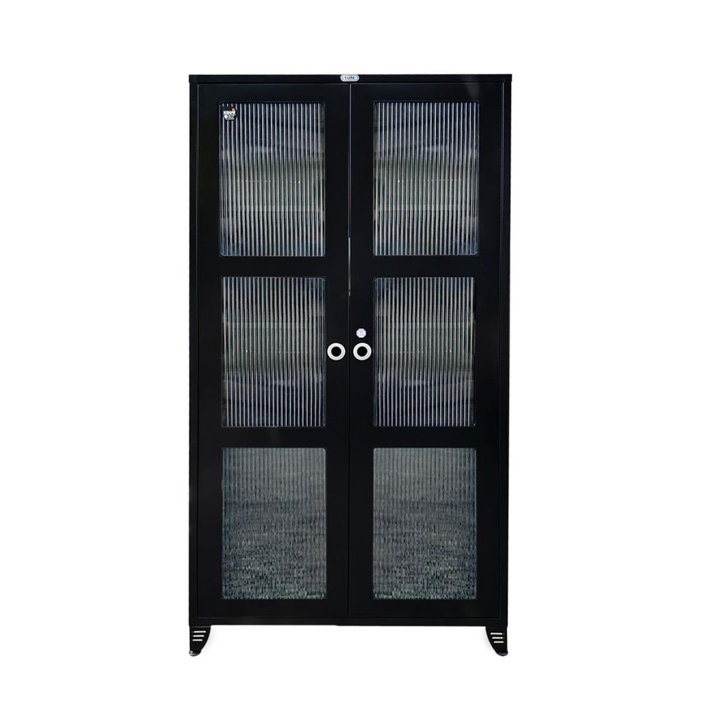 ตู้เหล็กบานเปิดกระจก SURE BG-170 สีดำ