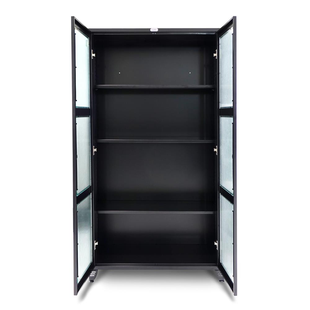 ตู้เหล็กบานเปิดกระจก SURE BG-170 สีดำ