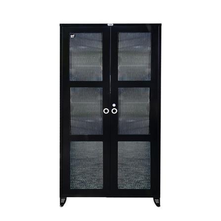 ตู้เหล็กบานเปิดกระจก SURE BG-170 สีดำ