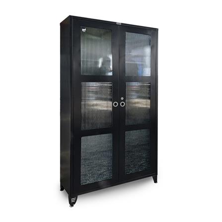 ตู้เหล็กบานเปิดกระจก SURE BG-170 สีดำ_1