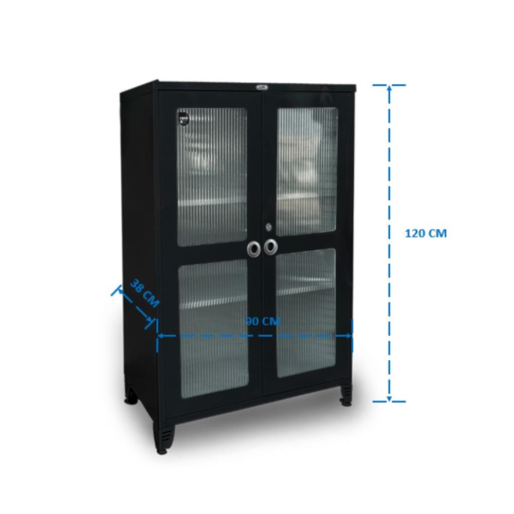 ตู้เหล็กบานเปิดกระจก SURE BG-120 สีดำ