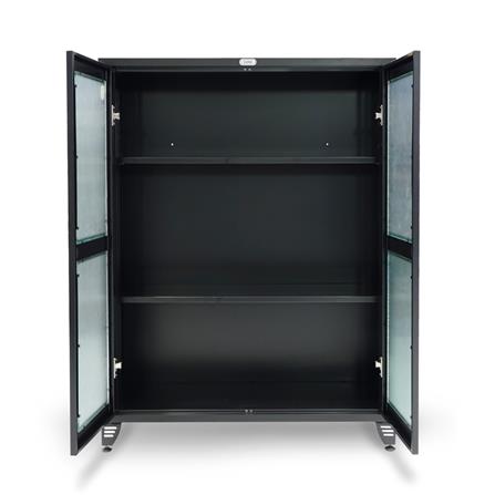 ตู้เหล็กบานเปิดกระจก SURE BG-120 สีดำ_2
