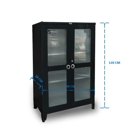 ตู้เหล็กบานเปิดกระจก SURE BG-120 สีดำ_3